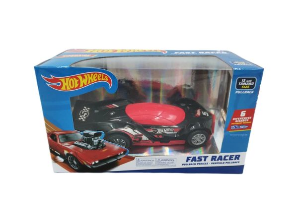 VEHICULOS PULLBACK HOT WHEELS FAST RACER 13CM NEGRO - Imagen 2